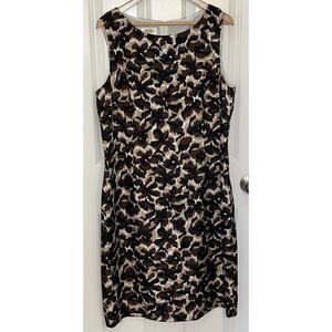 Talbots Women’s Pure Silk Below Knee Camouflage Dress w/ Belt Zip Back Size 16